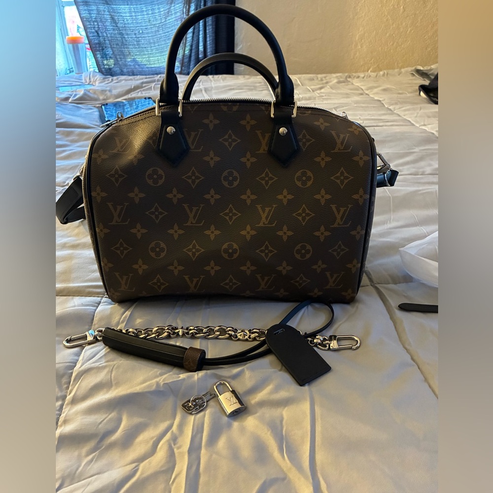 Louis Vuitton Monogram Canvas Bag with Black Accents